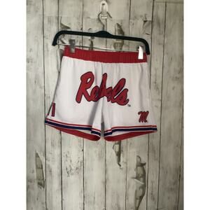 Athlete's Thread White Red Authentic Rebels Basketball Shorts Boys Size Medium